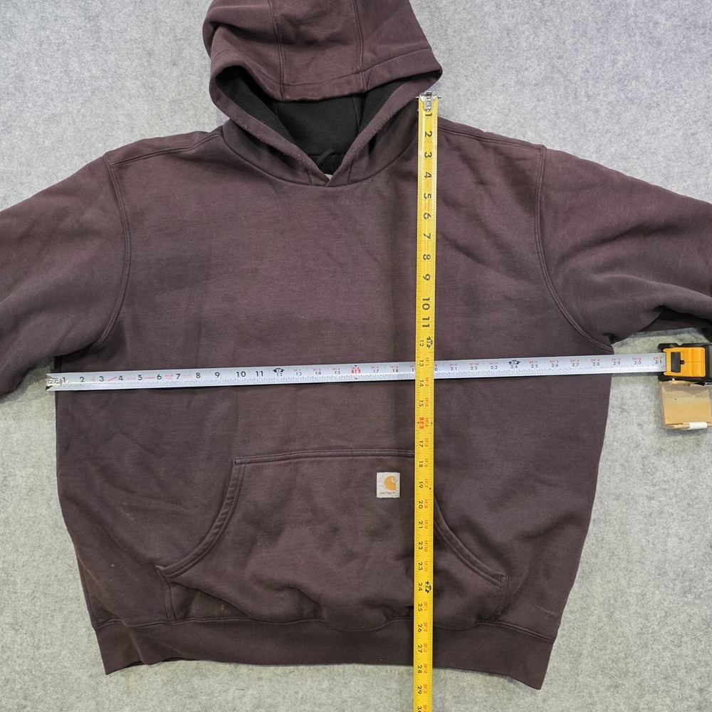 Carhartt Hoodie Mens XL Brown Lined Workwear Sweatshirt Pullover FADED J170 - Picture 8 of 16